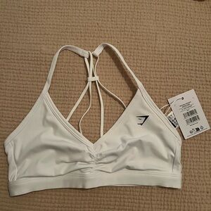 Gymshark White Ruched Strappy Sports Bra M New
